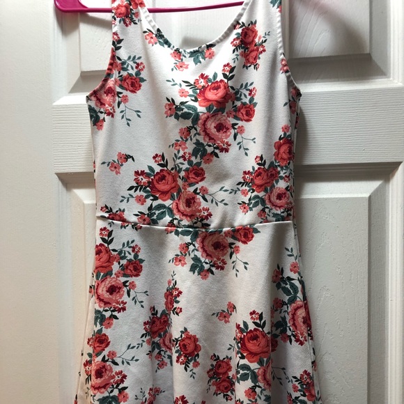 Red pink & white floral dress H&M size 4 - Picture 5 of 9
